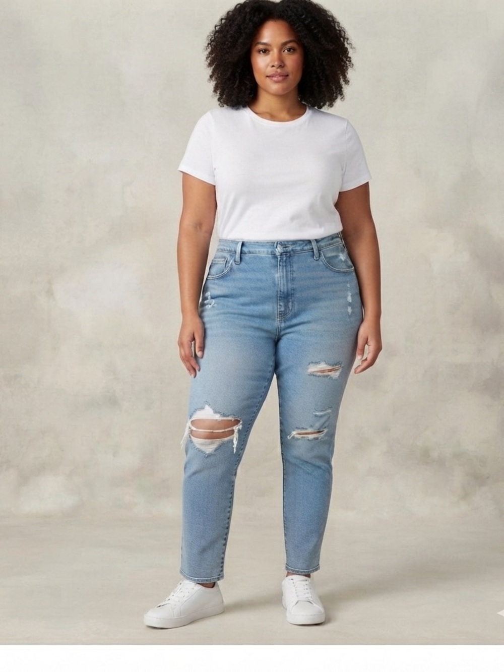Levi's High Waisted Mom Blue Distressed Jeans